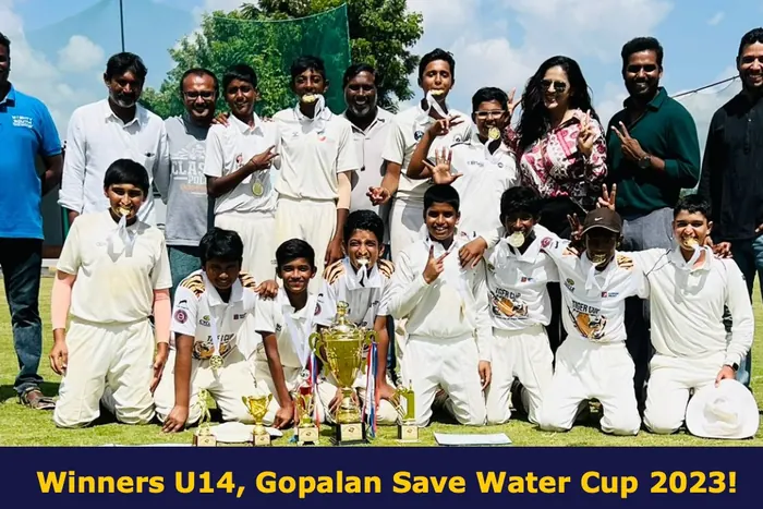 Under-14 squad with the Gopalan Save Water Cup, 2023