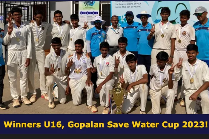 Under-16 squad with the Gopalan Save Water Cup, 2023