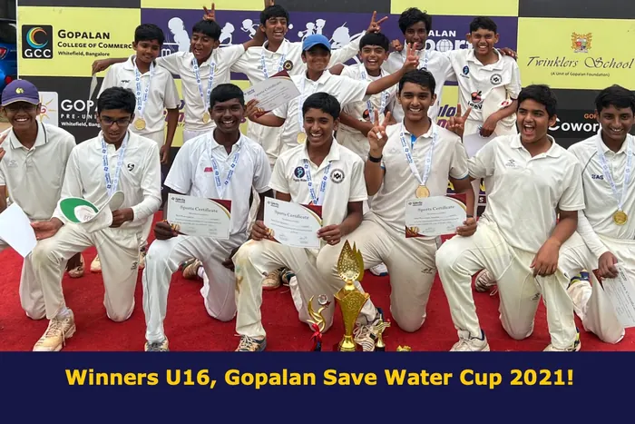 Under-16 squad with the Gopalan Save Water Cup, 2021